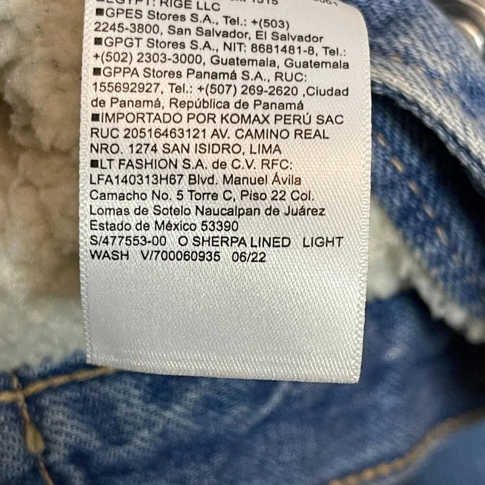Old Navy Girls 90s Sherpa Lined Jean Trucker Cropped Blue Denim Jacket L 10/12